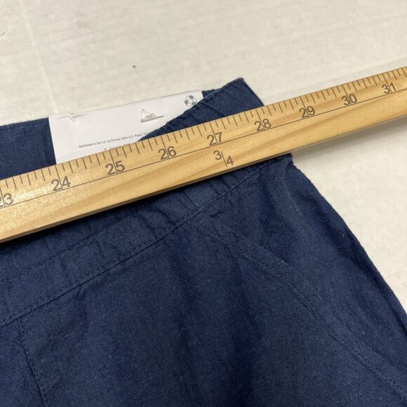 Liz Claiborne Pants Womens 4X Blue Linen Blend Wide Leg Cropped Pull On Comfort - Picture 4 of 10